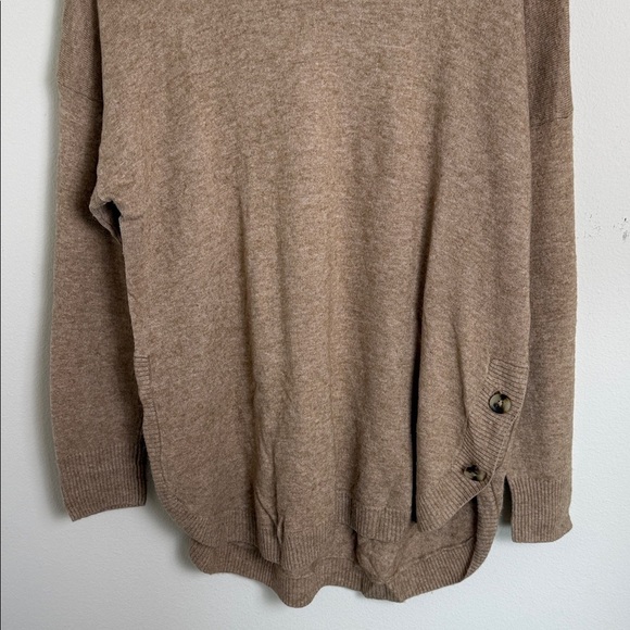 Madewell Crestland Side-Button Turtleneck Merino Wool Tunic Sweater Tan Size XL - Picture 4 of 8